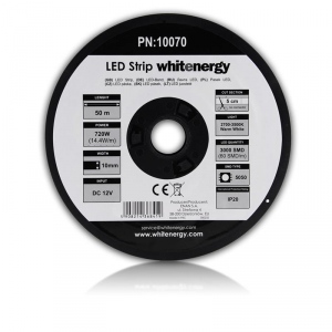 WE banda LED flexibila 50m | 5050 | 14.4W/m | 12V DC | alb cald