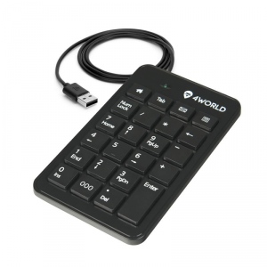Tastatura Cu Fir  NumPad 4World USB Super Slim, Negru