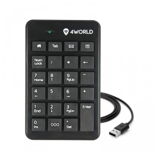 Tastatura Cu Fir  NumPad 4World USB Super Slim, Negru