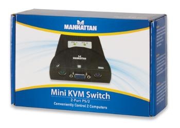 Manhattan mini switch KVM 2 porturi, PS/2, negru