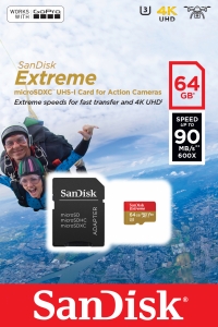 Card De Memorie Sandisk Extreme MicroSDXC 64GB Clasa 10 +Adaptor Rosu