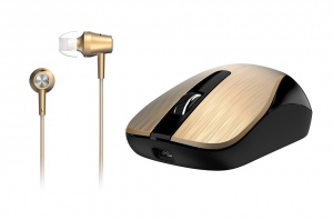 Mouse Wireless Genius Set MH-8015 + Casti,  Auriu 