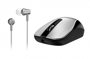 Mouse Wireless Genius Set MH-8015  + Casti,  Argintiu