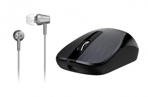 Mouse Wireless Genius Set MH-8015  + Casti Gri Metalic 