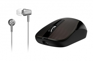 Mouse Wireless Genius Set MH-8015 + Casti cu Microfon, Ciocolatiu