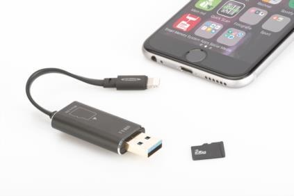 EDNET USB 3.1/Lightning --Smart Memory-- cable with microSD expansion for iPhone