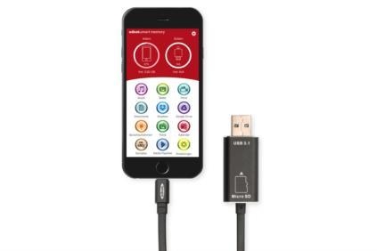 EDNET USB 3.1/Lightning --Smart Memory-- cable with microSD expansion for iPhone