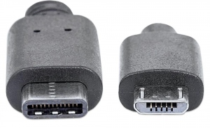 Manhattan Cablu USB 2.0, tipul C/Micro-B M/M 1m negru