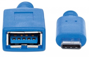 Manhattan Cablu USB 3.1 Gen1, tip C/Tip A M/F 15cm albastru