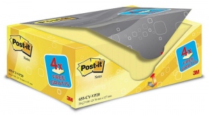 Self-adhesive pad POST-IT® (655CY-VP20), 127x76mm, (20+4)x100 sheets, yellow