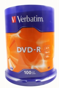 BLANK  DVD-R Verbatim  SL 16X 4.7GB 100PK SPINDLE MATT SILVER 