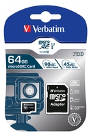 Card De Memorie Verbatim Pro U3 64GB Micro SDHC Clasa 10, Black