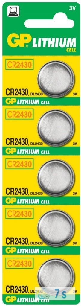 Lithium button battery GP Batteries CR2430-U5 3.0V | blister 5 pcs