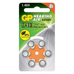 Hearing aid batteries GP Batteries ZA13F-D6 Zinc-Air | PR48 | DA13 | 1.45V | bli