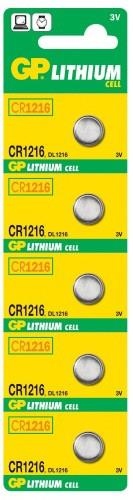 Lithium button battery GP Batteries CR1216-U5 3.0V | blister 5 pcs