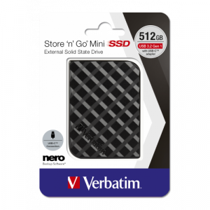 SSD Extern Verbatim STORE -N- GO MINI USB 3.2 GEN 1 512GB BLACK