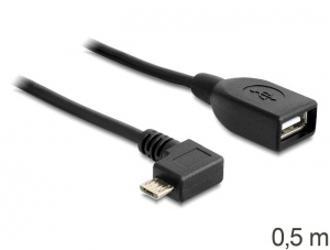 Delock USB cable micro-B male > USB 2.0-A female OTG, 50 cm, angled