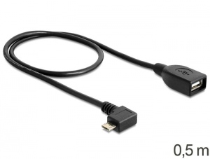 Delock USB cable micro-B male > USB 2.0-A female OTG, 50 cm, angled