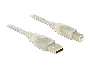 Delock Cable USB 2.0 Type-A male > USB 2.0 Type-B male 3m transparent
