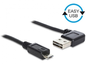 Delock Cable USB Micro AM-BM 2.0 0.5m Black Angled Left/Right USB-A Easy-USB