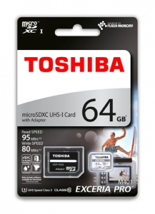Card De Memorie Toshiba M401 64GB Micro SDHC Clasa 10 + Adaptor Negru