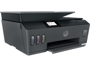 Multifunctional HP Smart Tank 615; Printer, Scanner, Copier, Fax; A4, print (ISO): max 11ppm mono, 5ppm color; fpo 14 sec mono, 20 sec color; max 4800x1200dpi, memorie 256MB, procesor 1.2 GHz, ecran LCD 5.59 cm Touchscreen MGD (monochrome); tava 100 coli, iesire 30