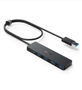 HUB USB Anker 4-in-1, porturi: 4 x USB 3.2 gen 1, conectare prin USB 2.0 (T), rata transfer 5 Gbps, ABS, negru, 