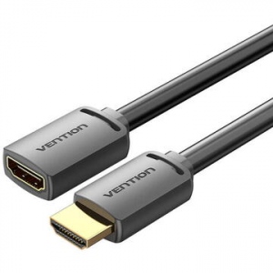 Cablu video Vention, HDMI(T) la HDMI(M), 2m, rezolutie maxima 4K la 60Hz, conectori auriti, cupru, invelis PVC, negru, 