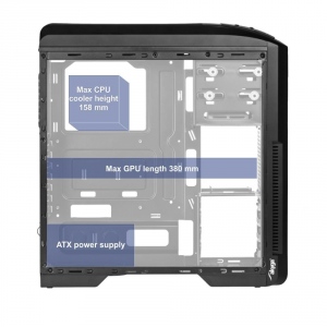 Carcasa Akyga Midi ATX Gaming Case AKY010BW USB 3.0, Plexi Window, w/o PSU