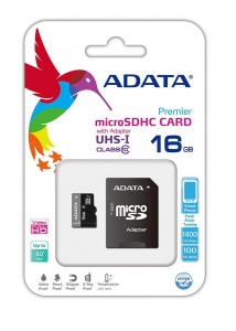 Card De Memorie Adata SDHC 16GB Clasa 10 + Adaptor Negru
