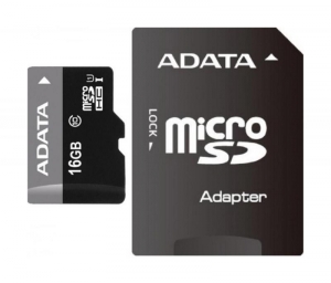 Card De Memorie Adata 16GB Micro SDHC + Adaptor Clasa 10, Black