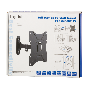 Suport TV Logilink wall mount, tilt -7.5Â°/+7.5Â°, swivel 90Â°/90Â°, 23 42--, max. 25 kg