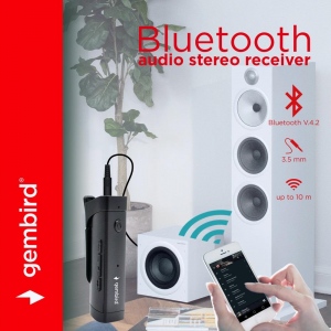 Gembird Bluetooth audio stereo receiver, black, bluetooth V4.2