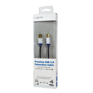 LOGILINK - Premium USB 2.0 Connection Cable, USB-A Male to USB-B Male, 1.5m