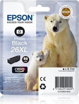 Cerneala Epson T2631 XL negru fotoClaria | 8,7 ml | XP-600/700/800b