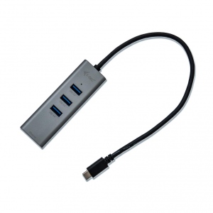 i-tec USB C Metal 3 port HUB Gigabit Ethernet 1x USB C to RJ-45 3x USB 3.0 LED