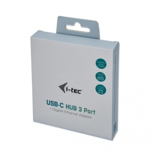 i-tec USB C Metal 3 port HUB Gigabit Ethernet 1x USB C to RJ-45 3x USB 3.0 LED