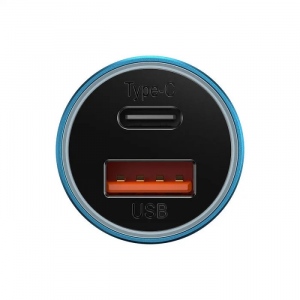 INCARCATOR auto Baseus Golden Contactor Max, Quick Charge 60W, 1 x USB 5V/3A, 1 x USB Type-C, albastru 