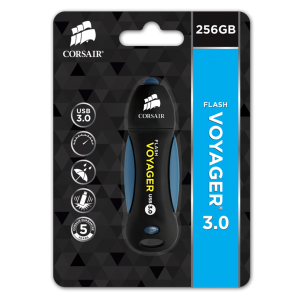 Flashdrive Corsair Voyager 3.0 256GB USB3 190/90MBs, Durable rubber housing