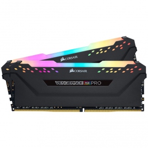 Kit Memorie Corsair VENGEANCE RGB PRO, 16GB (2 x 8GB), DDR4, DRAM, 3600MHz, C18, Black