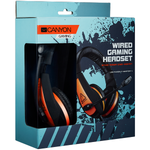 CANYON Gaming headset 3.5mm jack with adjustable microphone and volume control, cable 2M, Black