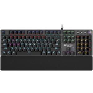 Wired Gaming Keyboard,Black 104 mechanical switches,60 million times key life, 22 types of lights,Removable magnetic wrist rest,4 Multifunctional control knob,Trigger actuation 1.5mm,1.6m Braided cable,US layout,dark grey, size:435*125*37.47mm, 840g