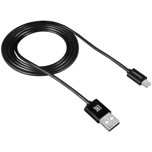 Lightning USB Cable for Apple, round, 1M, Black