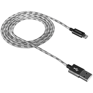 Lightning USB Cable for Apple, braided, metallic shell, 1M, Dark gray