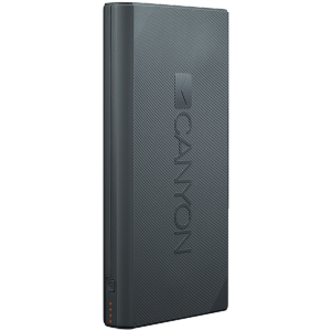 CANYON Power bank 16000mAh built-in Lithium-ion battery, max output 5V2.4A, input 5V2A. Dark Gray