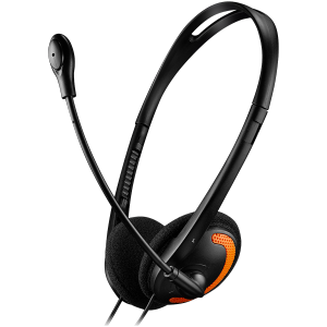 CANYON PC headset with microphone, volume control and adjustable headband, cable 1.8M, Black/Orange