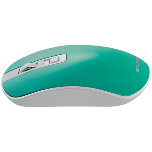 CANYON MW-18, 2.4GHz Wireless Rechargeable Mouse with Pixart sensor, 4keys, Silent switch for right/left keys,Add NTC DPI: 800/1200/1600, Max. usage 50 hours for one time full charged, 300mAh Li-poly battery,, Aquamarine, cable length 0.56m, 116.4*63.3*32.3mm, 0.