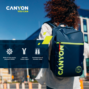 CANYON CSZ-02, cabin size backpack for 15.6-- laptop,polyester,navy