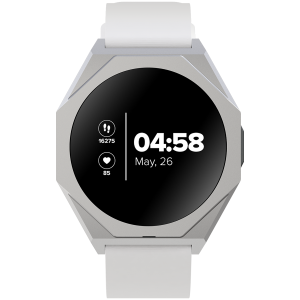 CANYON Otto SW-86, Smart watch Realtek 8762DK LCD 1.3-- LTPS 360X360px, G+F 1+gesture 192KB Li-ion polymer battery 3.7v 280mAh,Silver aluminum alloy case middle frame+plastic bottom case+white silicone strap+silver strap buckle host:45.4*42.4*9.6mm S