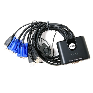 KVM Switch CS22U | Numar PC-uri conectabile 2 | Rezolutie maxima 2048 x 1536 pixeli | Conectori PC 2 x USB Type A Female (Black) | 2 x HDB-15 (female) | Conectori consola 4 x USB Type A Male (Black) | 2 x HDB-15 (male) | Lungime Cablu 0.9 m | 1.8 m | Alte
